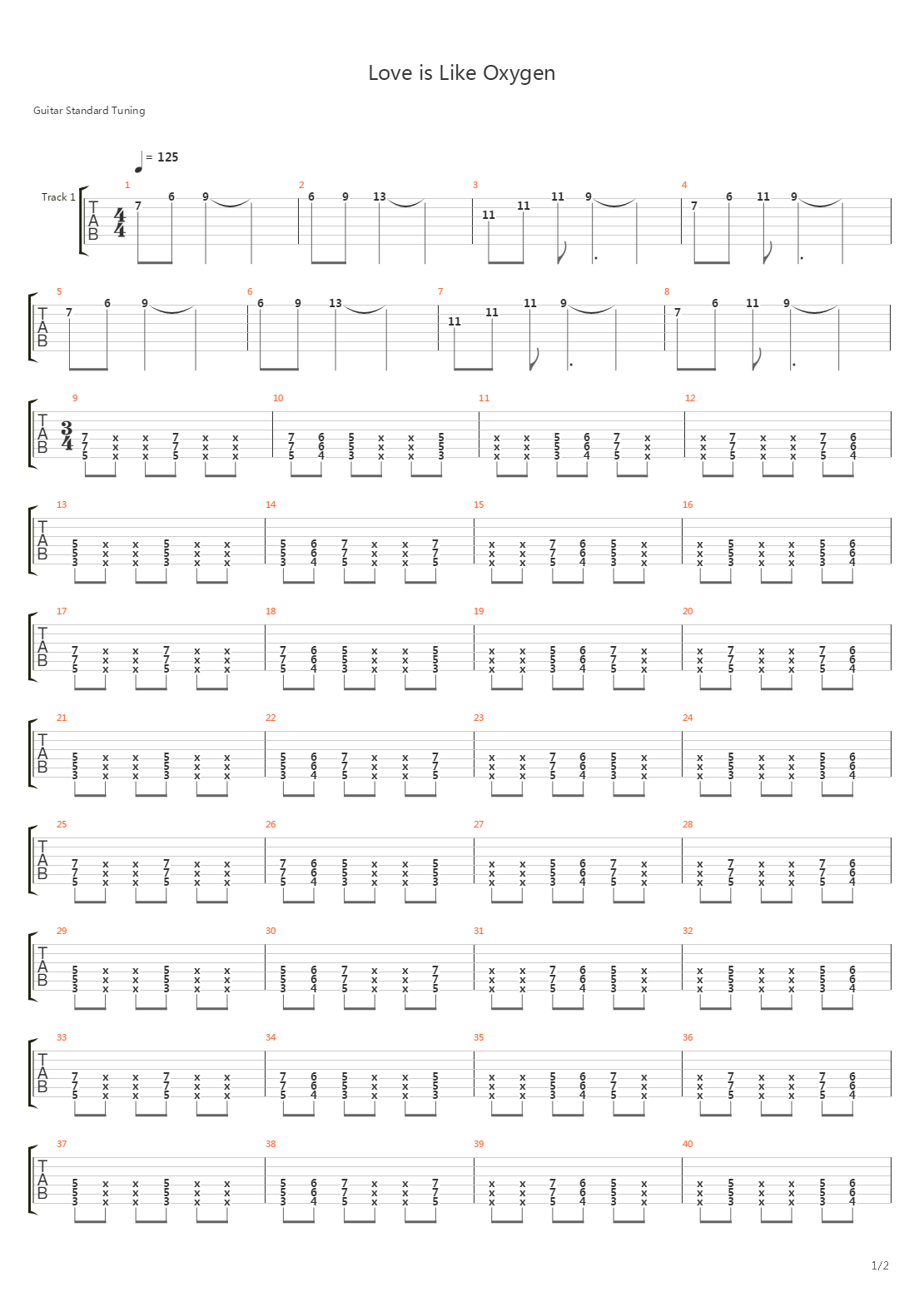 Love Is Like Oxygen吉他谱