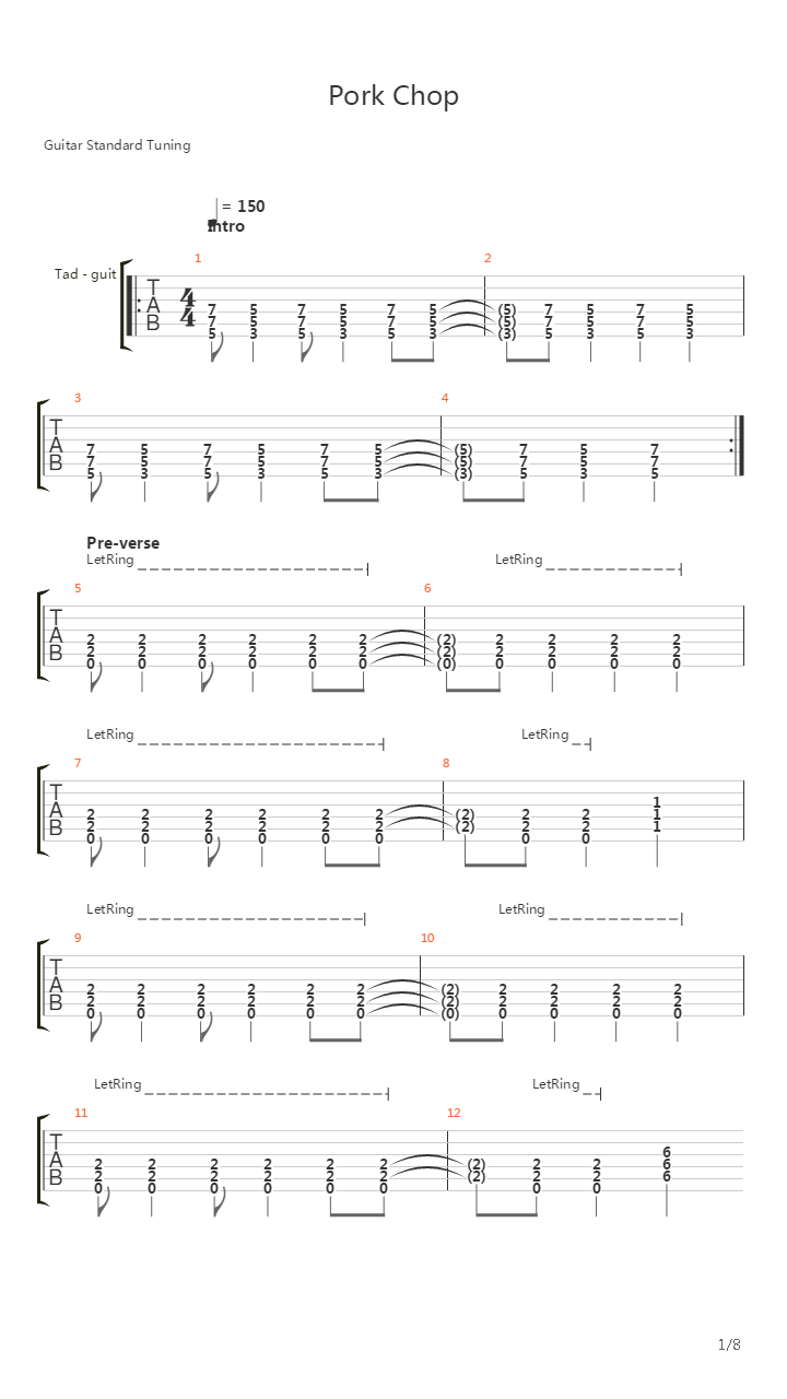 Pork Chop吉他谱