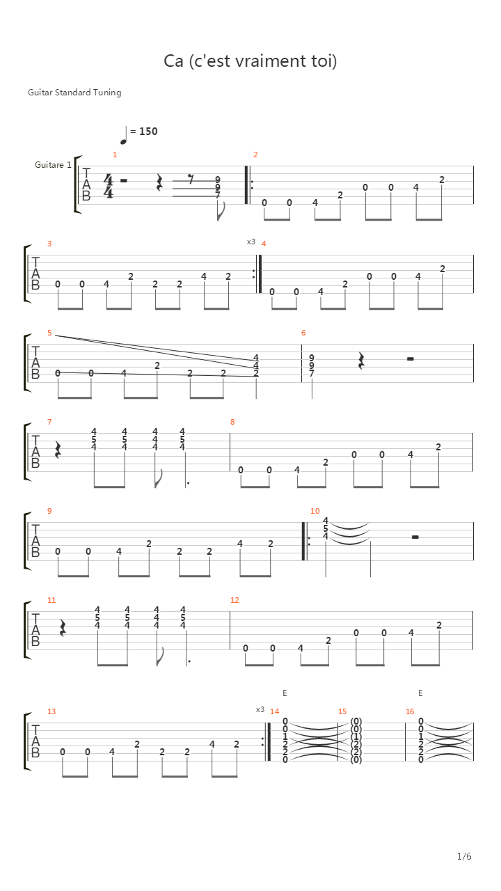 Ca Cest Vraiment Toi吉他谱