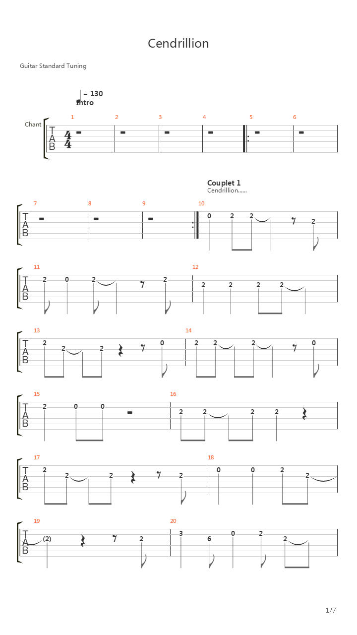 Cendrillon吉他谱