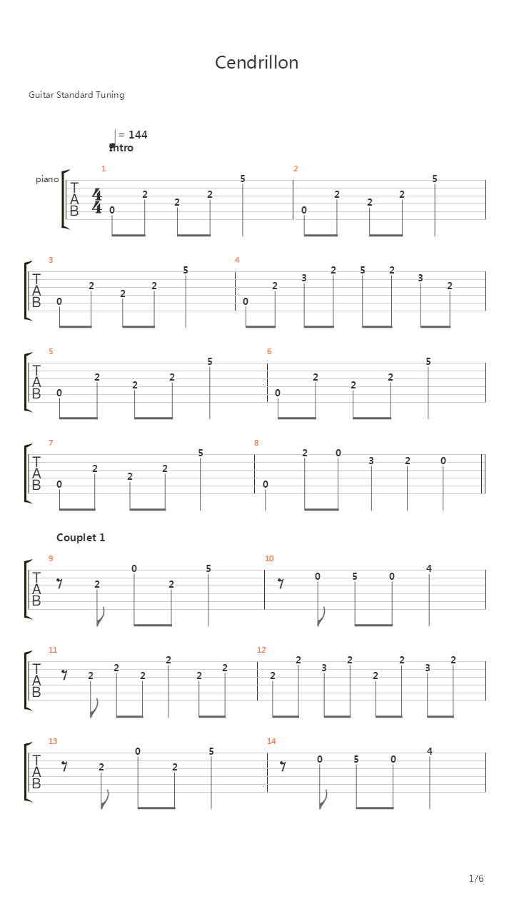 Cendrillon吉他谱