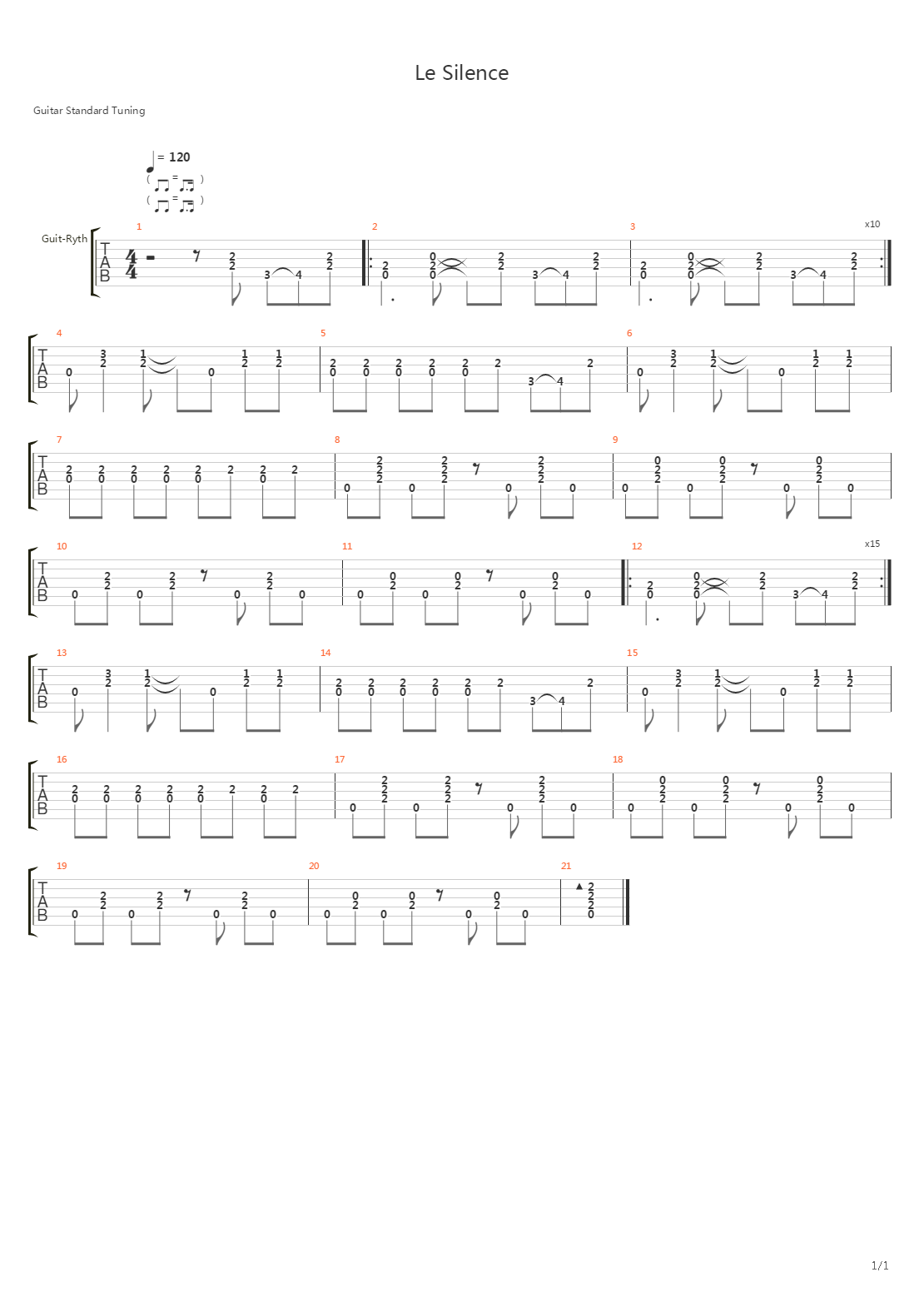 Le Silence吉他谱