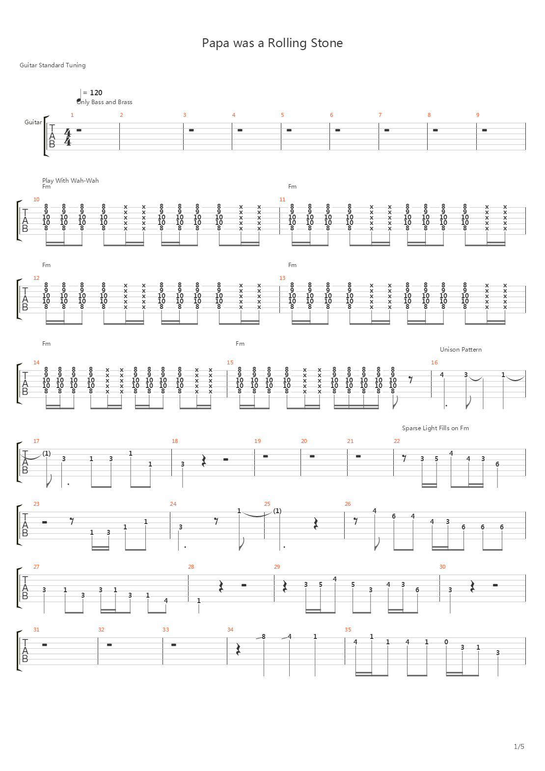 Papa Was A Rolling Stone吉他谱