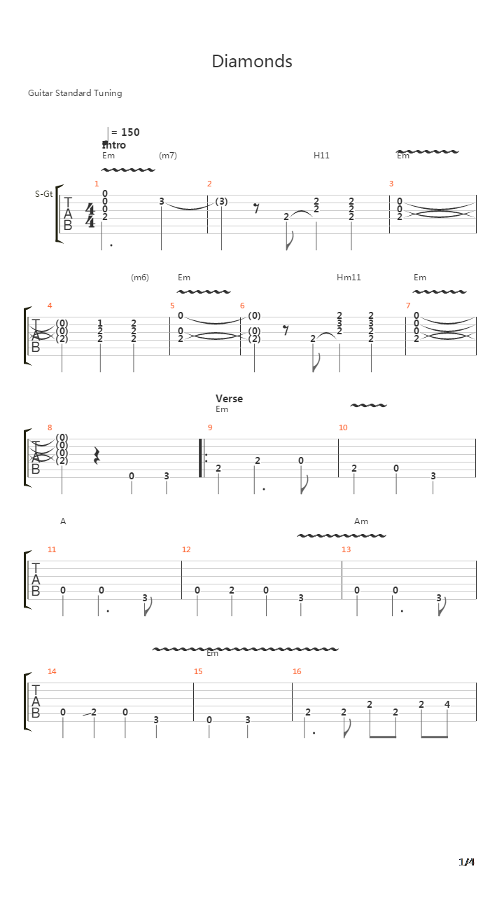 Diamonds吉他谱