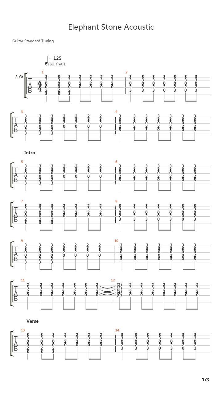 Elephant Stone吉他谱