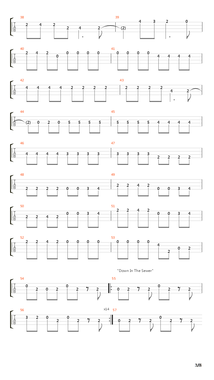 Down In The Sewer吉他谱