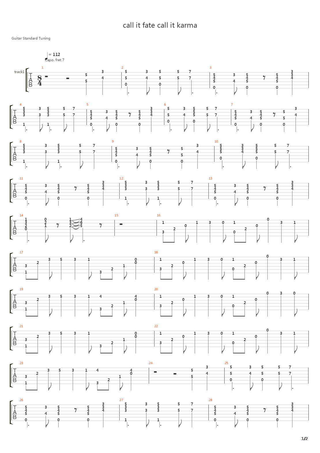 Call It Fate Call It Karma吉他谱