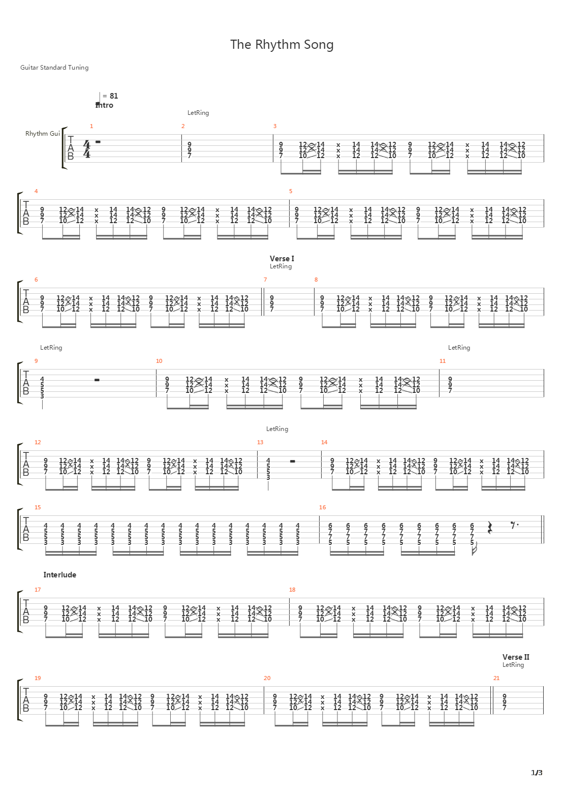 The Rhythm Song吉他谱