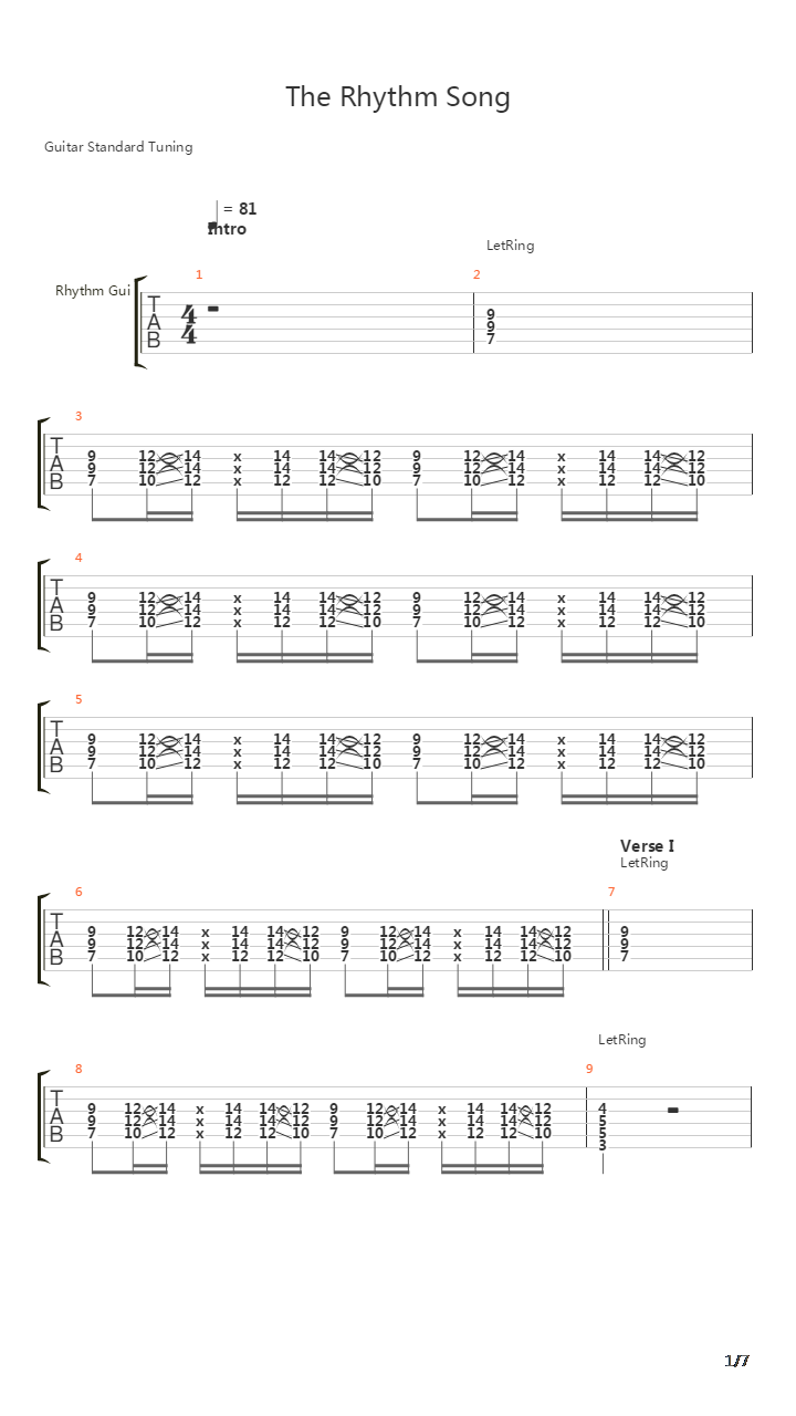 The Rhythm Song吉他谱