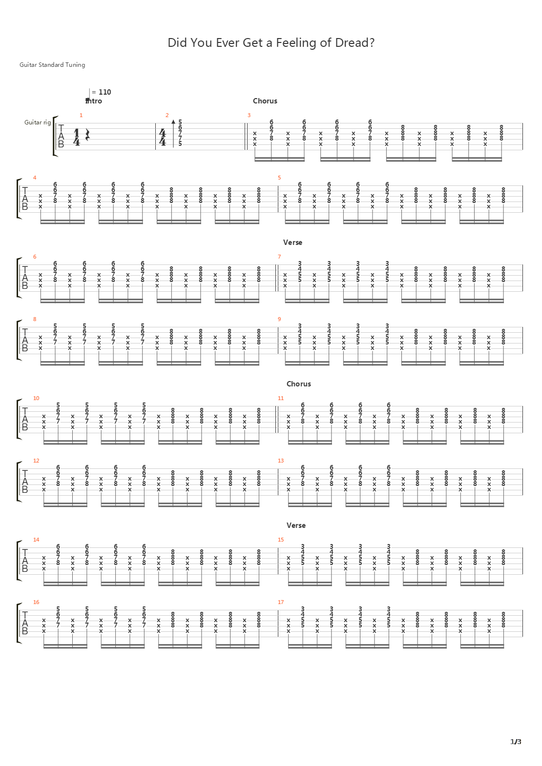 Did You Ever Get A Feeling Of Dread吉他谱