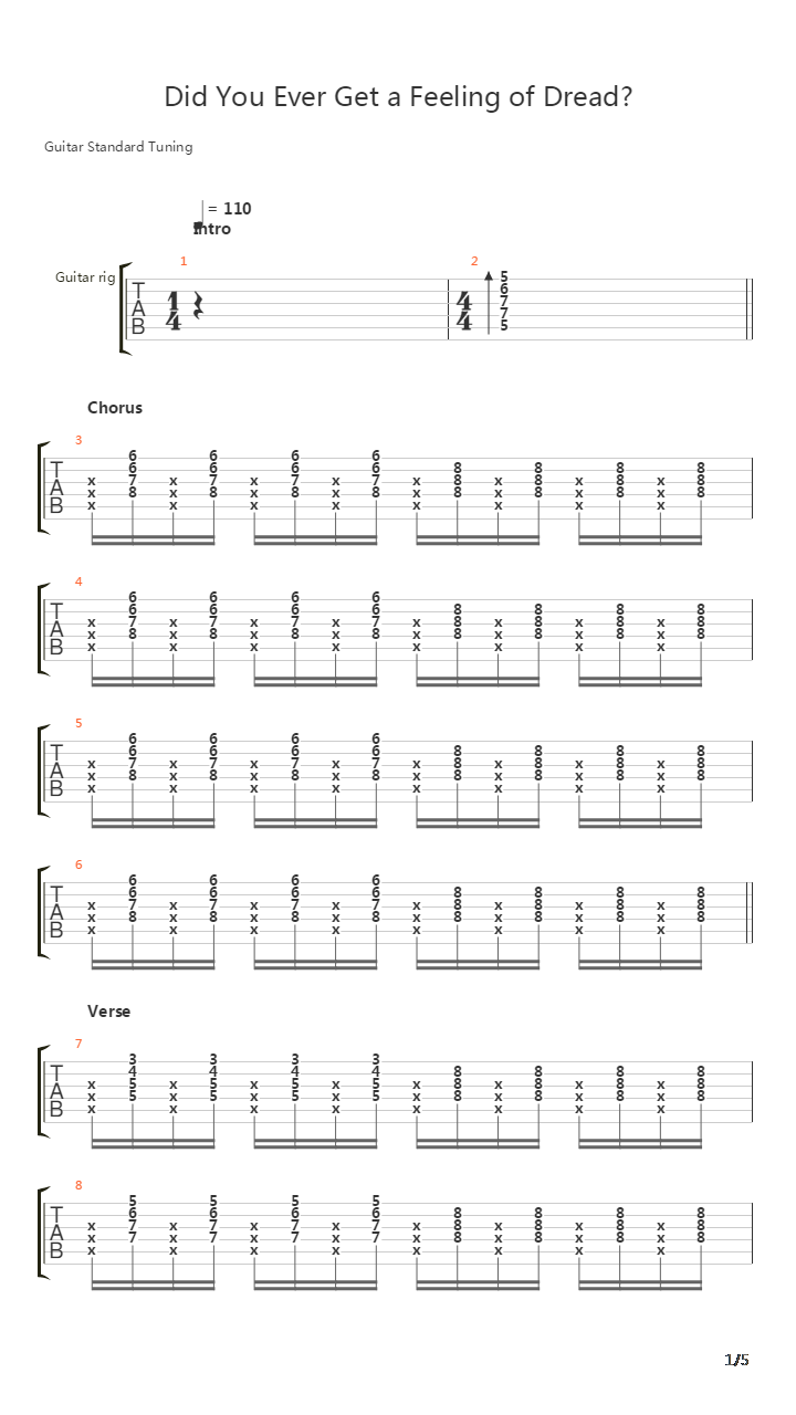 Did You Ever Get A Feeling Of Dread吉他谱