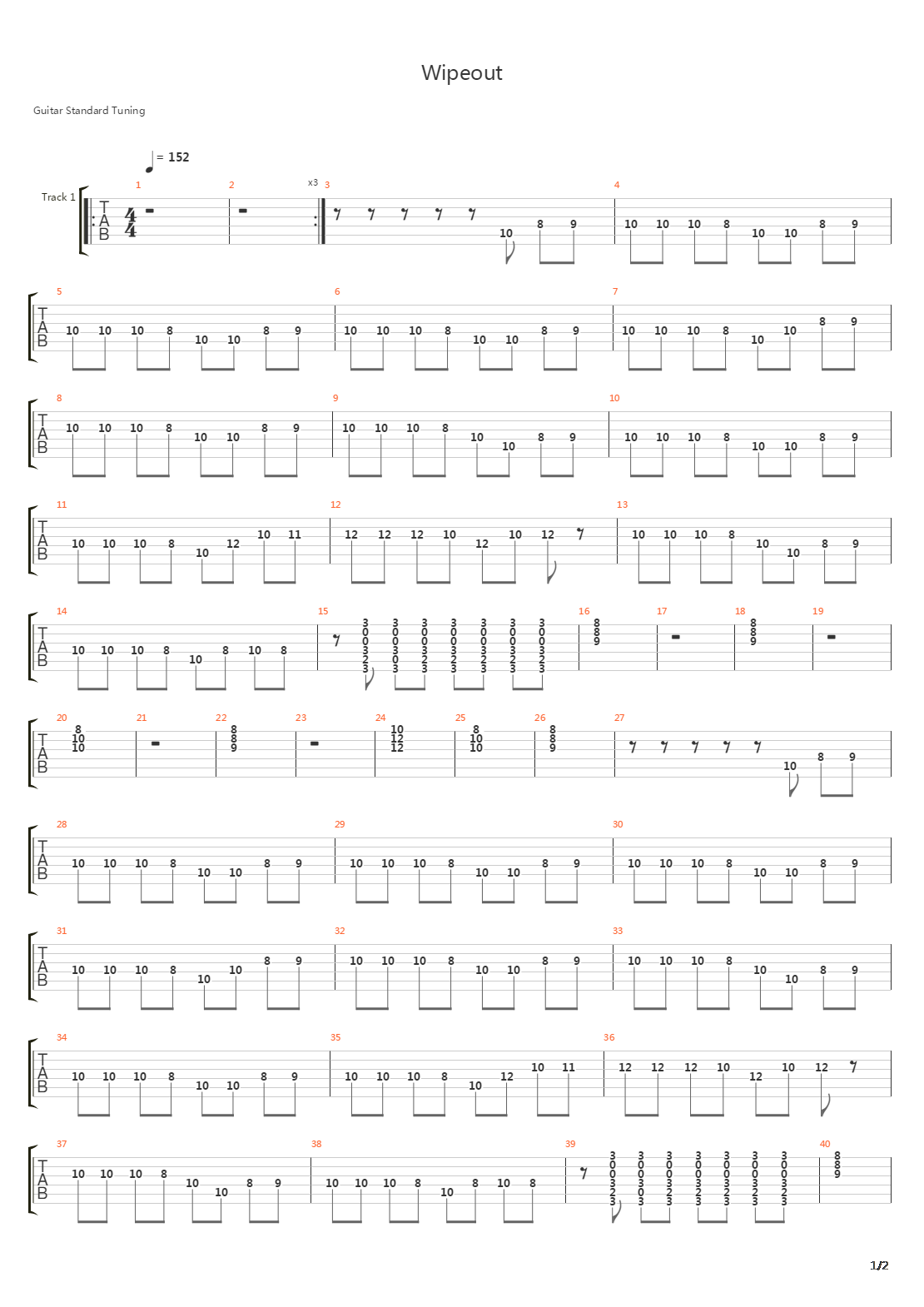 Wipe Out吉他谱