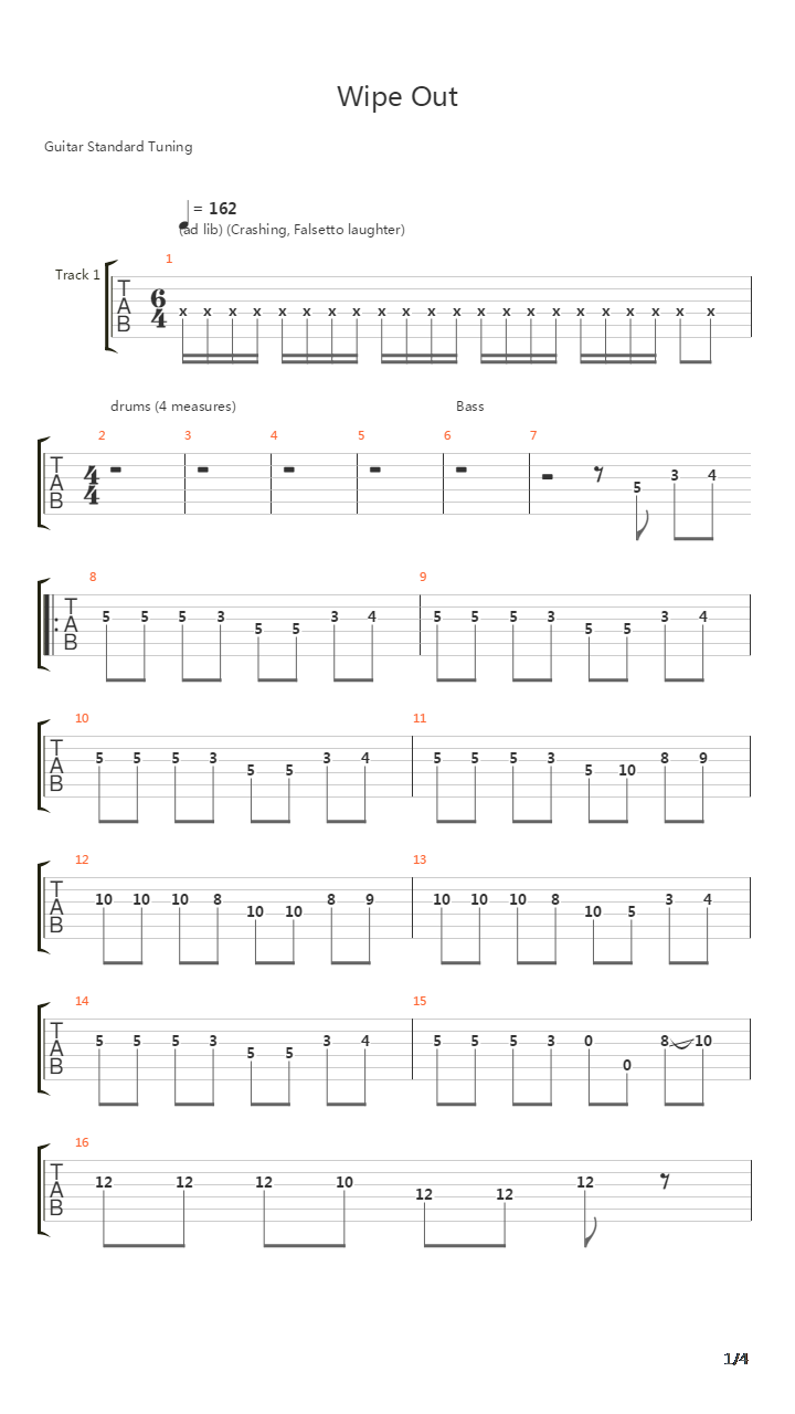 Wipe Out吉他谱