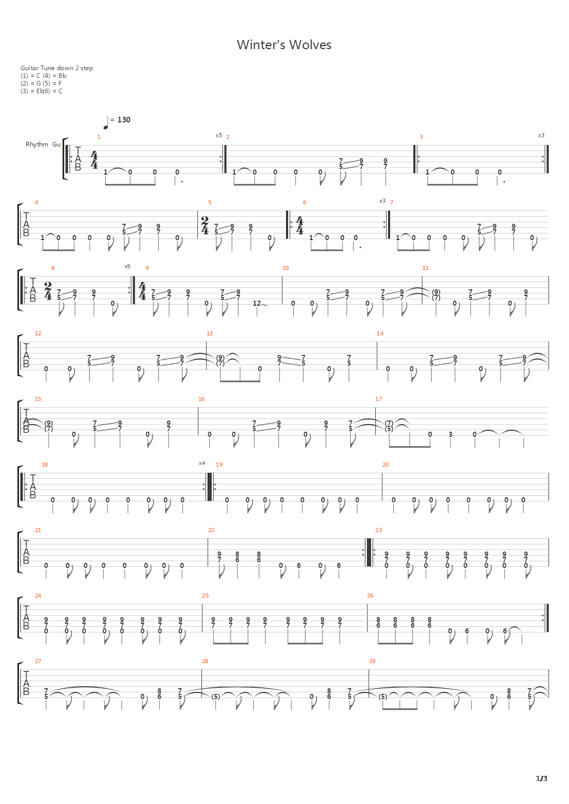 Winters Wolves吉他谱