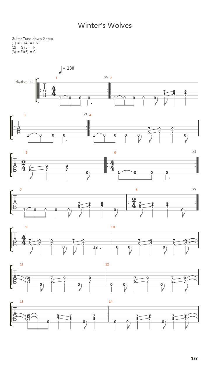 Winters Wolves吉他谱