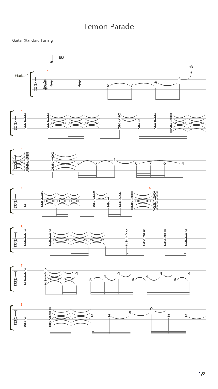 Lemon Parade吉他谱