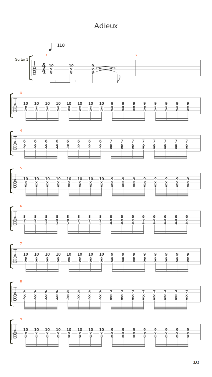 Adieux吉他谱