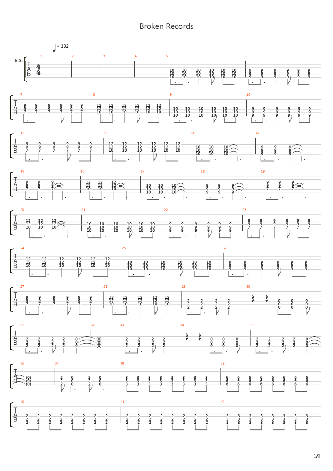 Broken Records吉他谱