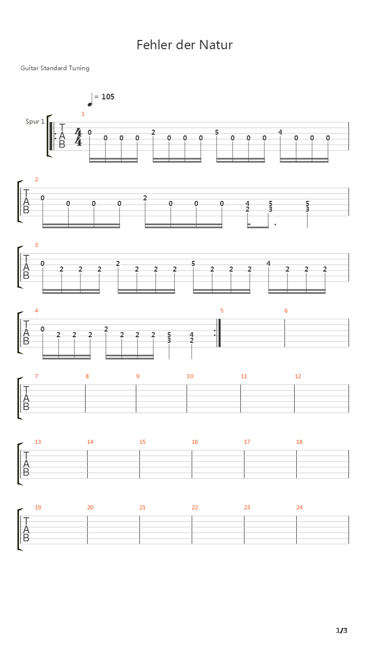 Fehler Der Natur吉他谱