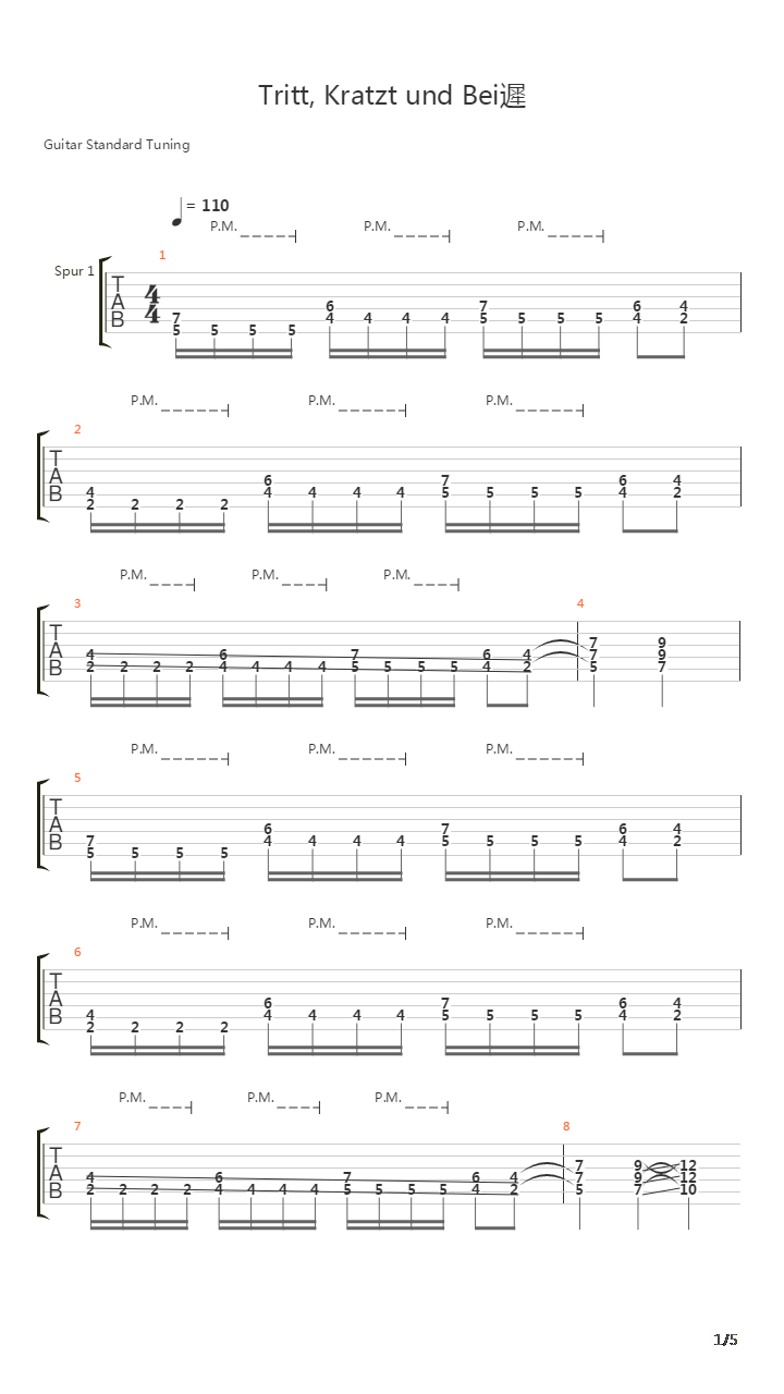 Tritt Kratzt und Beißt吉他谱