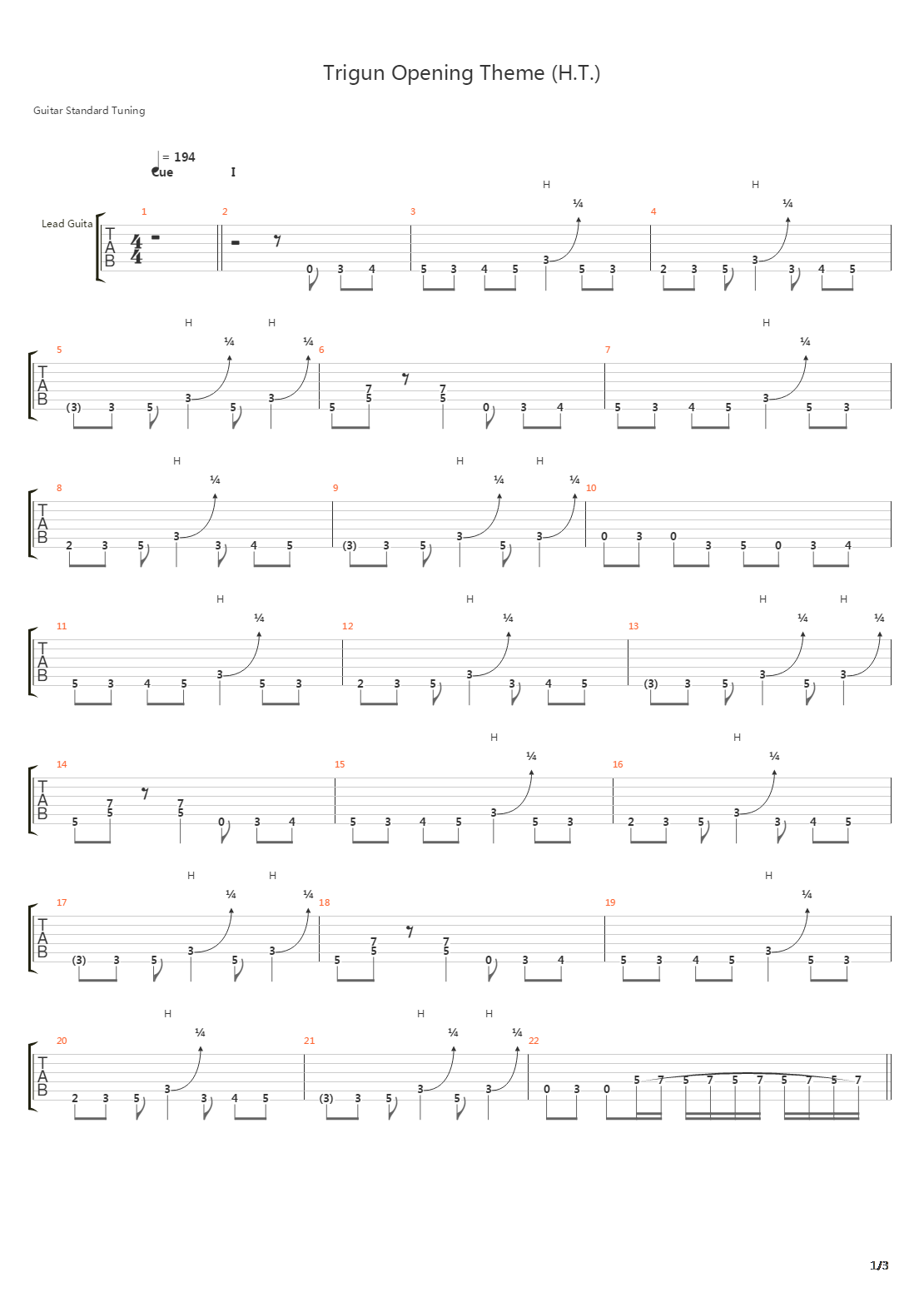 HT吉他谱