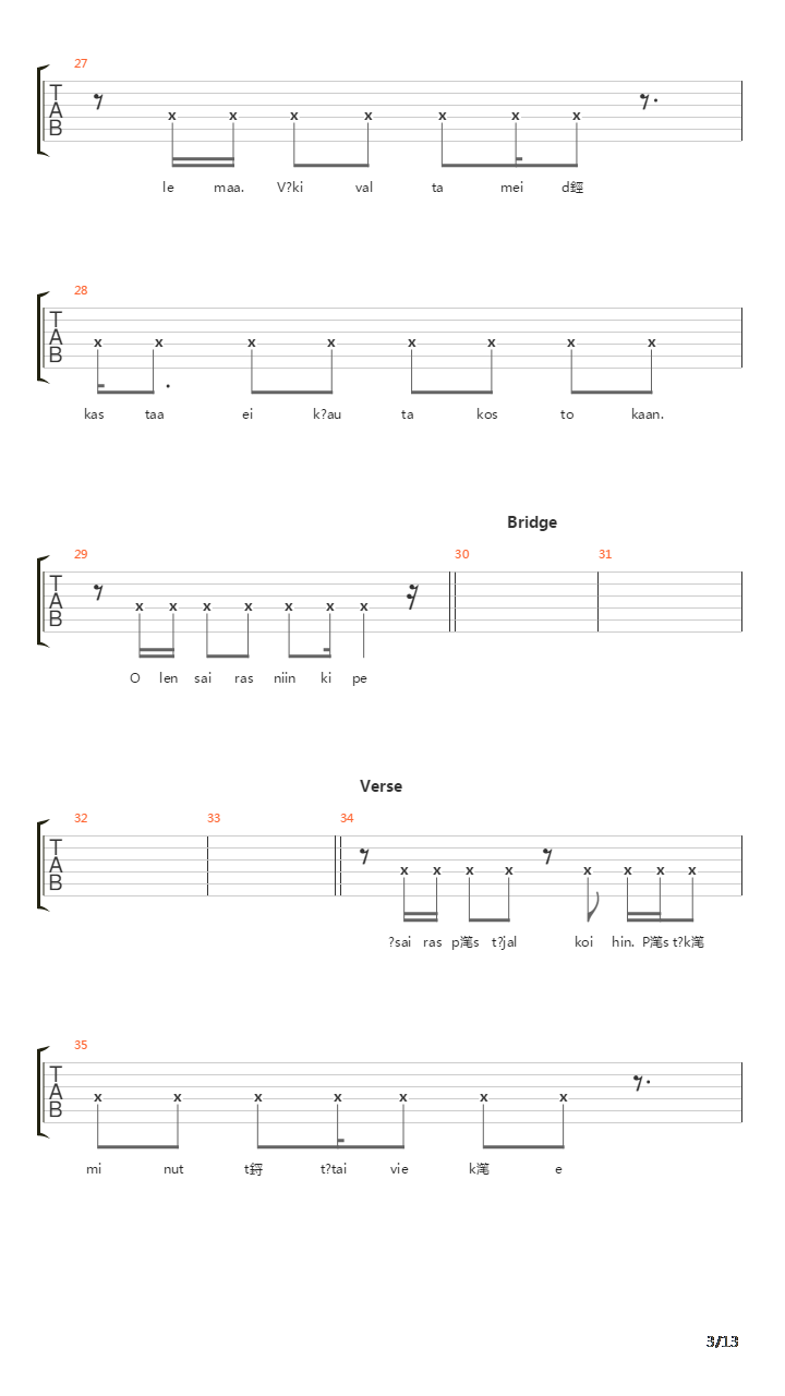 Pirun Nyrkki吉他谱