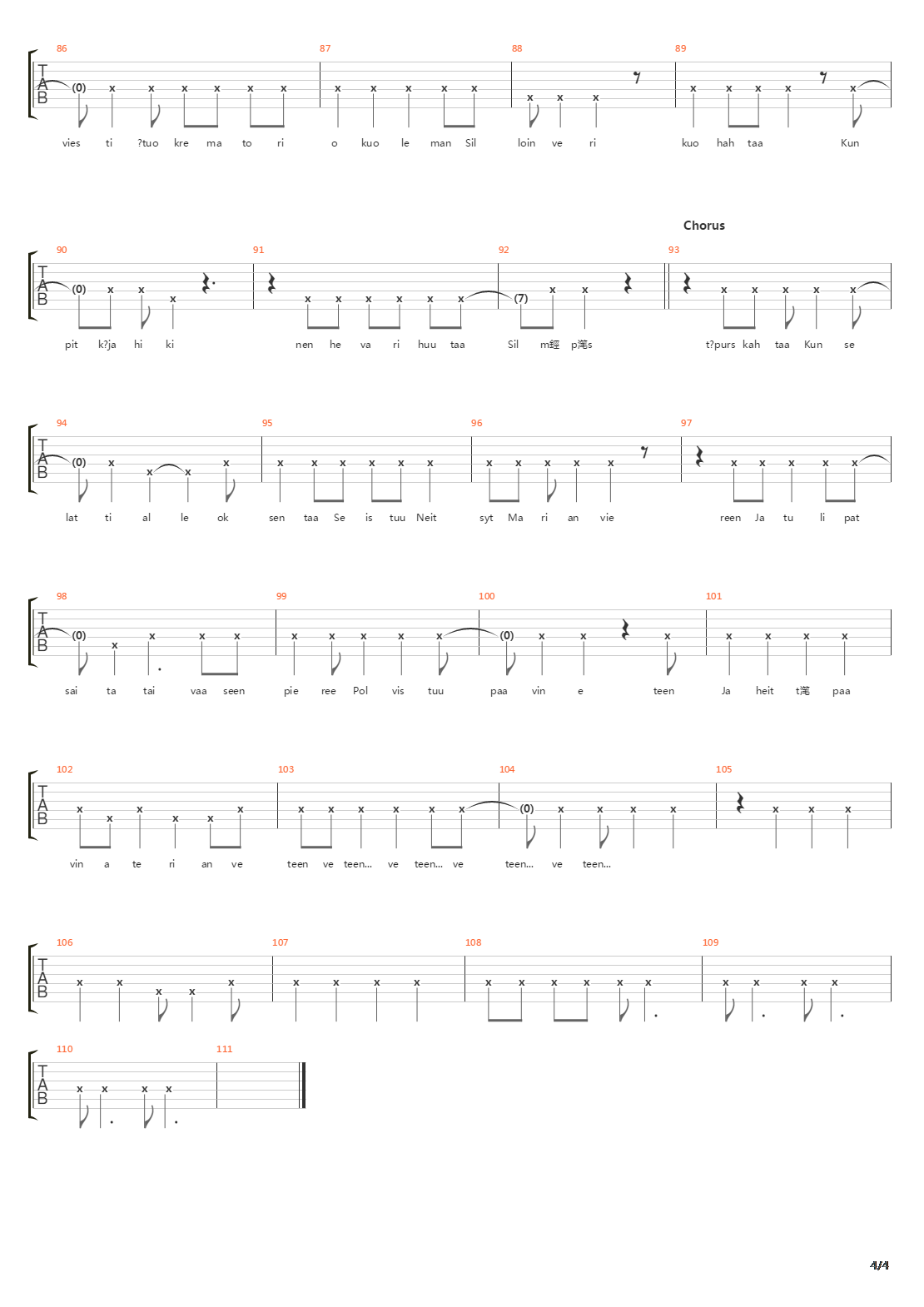 Teurastaja吉他谱