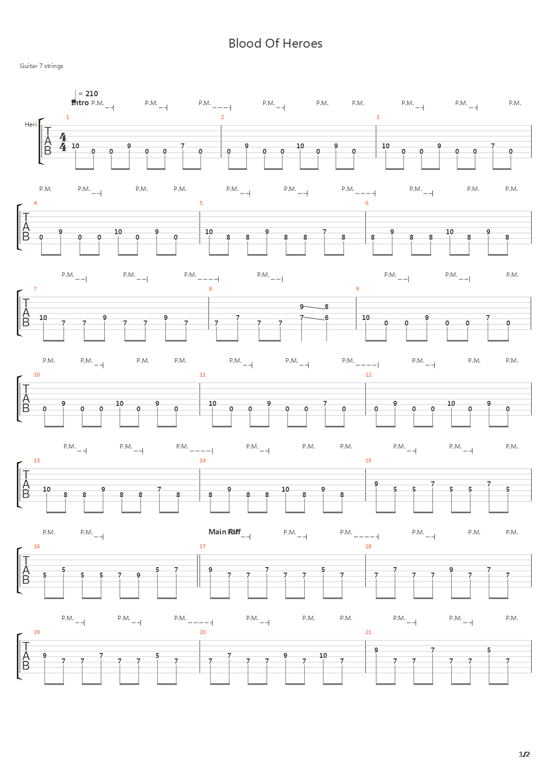 Blood Of Heroes吉他谱