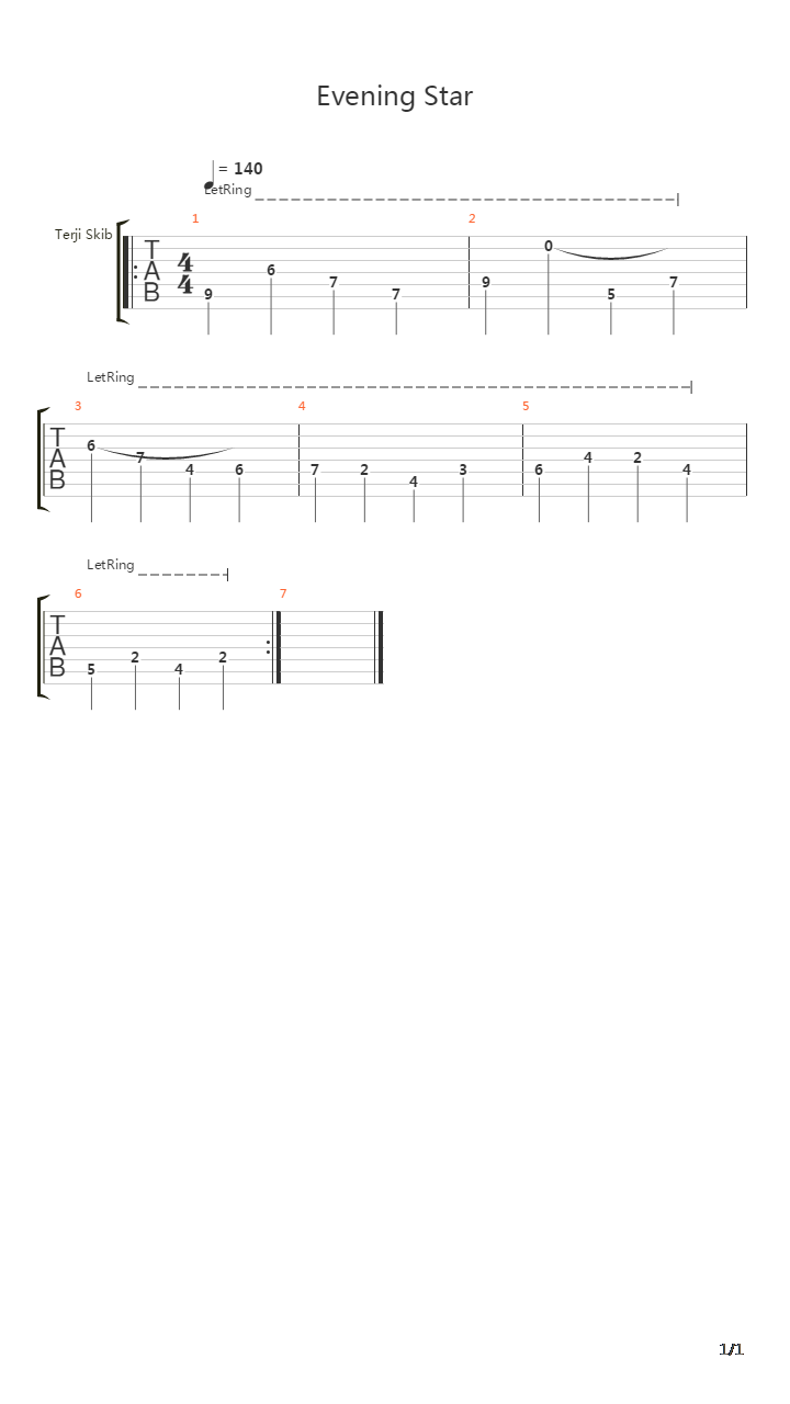 Evening Star吉他谱