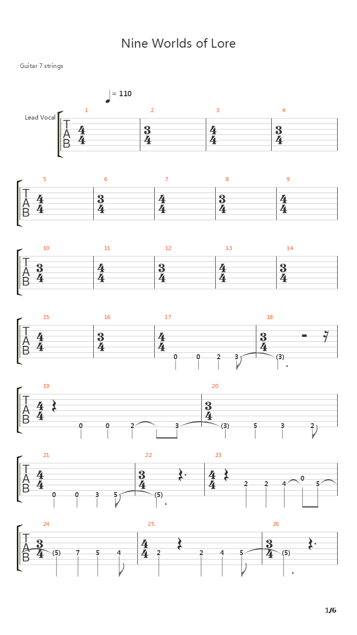 Nine Worlds Of Lore吉他谱