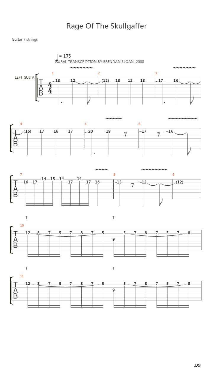 Rage Of The Skullgaffer吉他谱