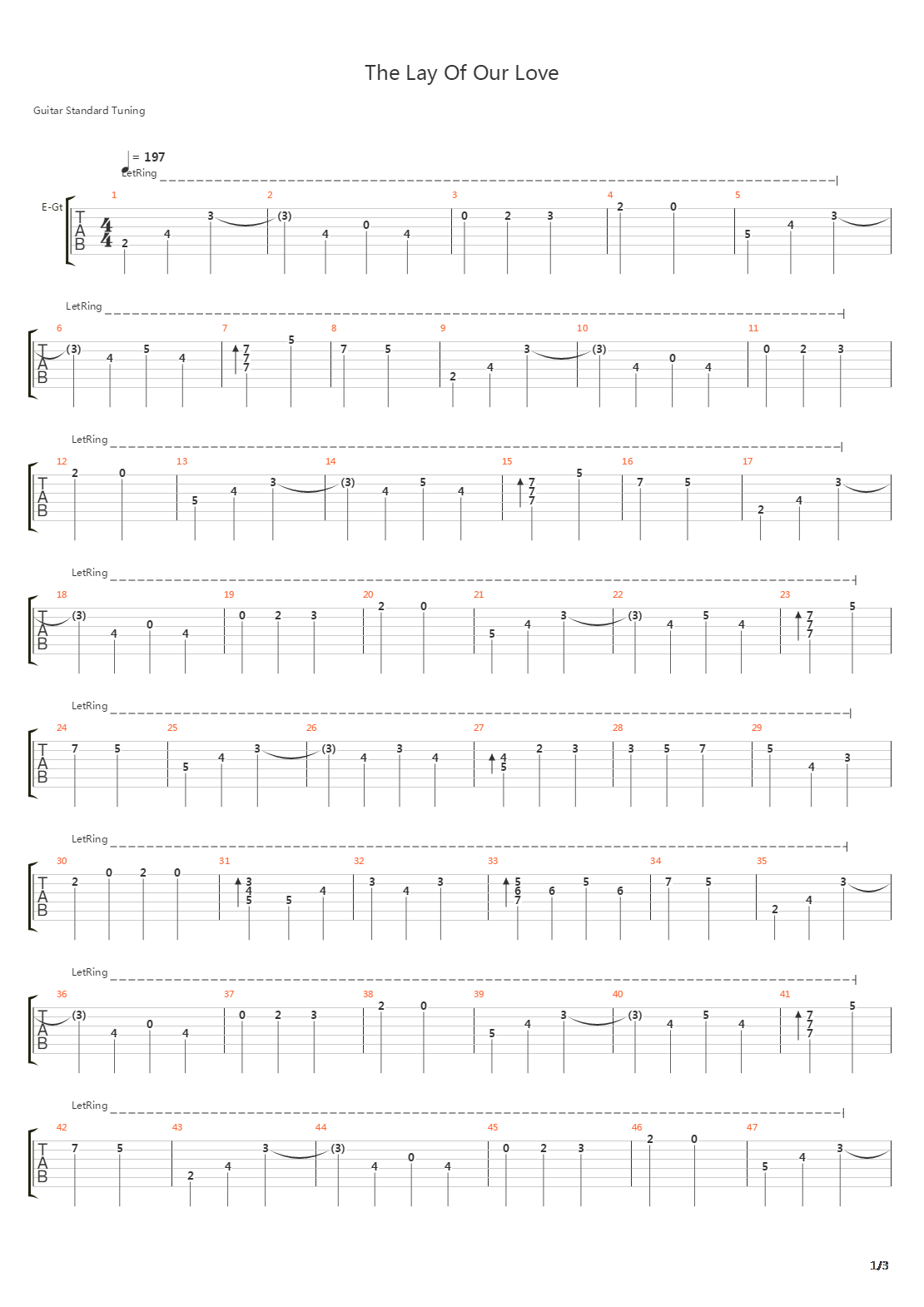 The Lay Of Our Love吉他谱