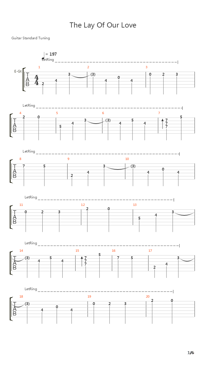 The Lay Of Our Love吉他谱