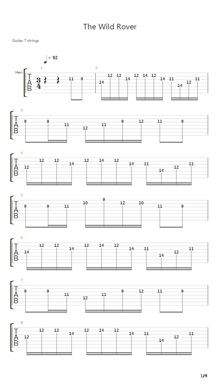 The Wild Rover吉他谱