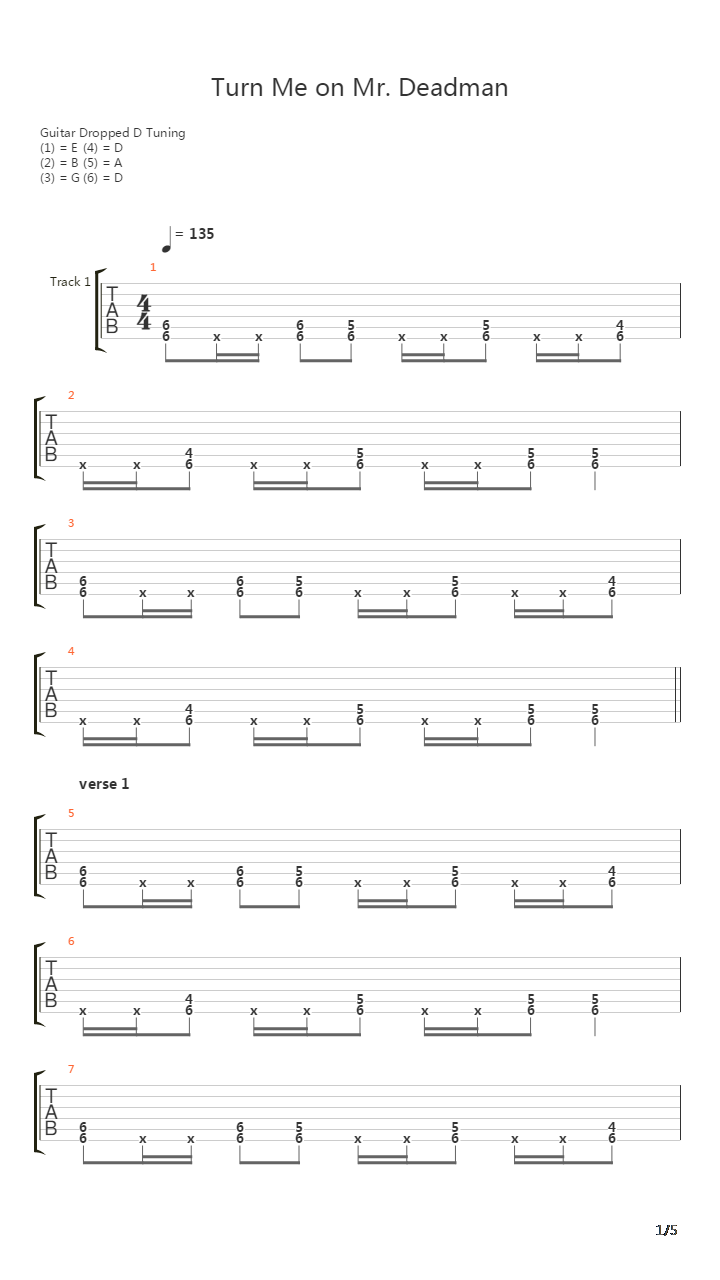 Turn Me On Mr Deadman吉他谱