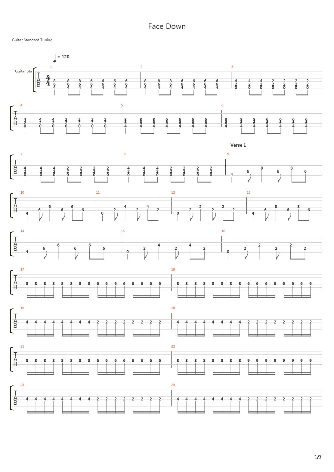 Face Down吉他谱