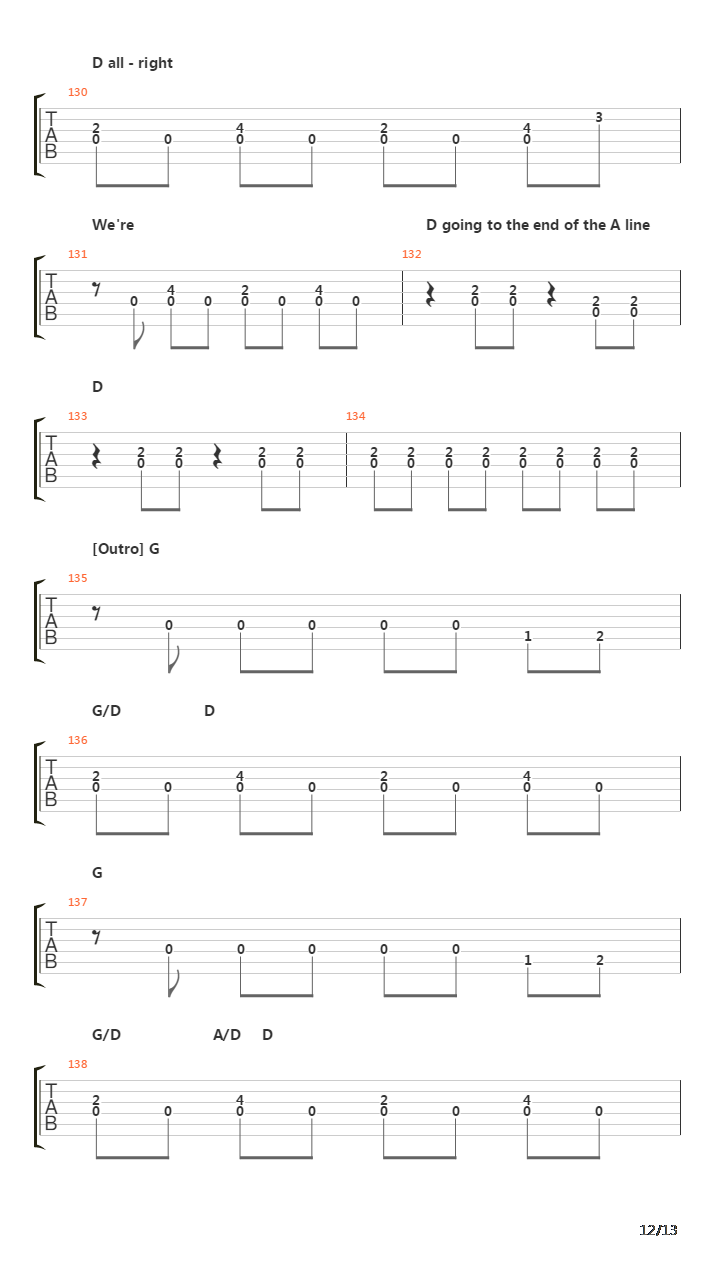 End Of The Line吉他谱