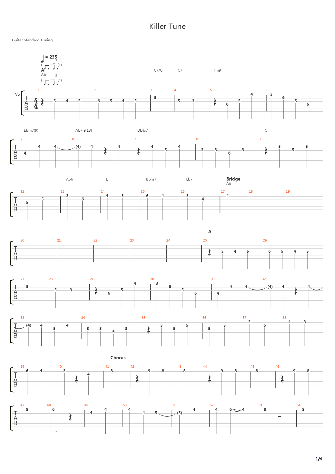 キラーチューン(Killer Tune)吉他谱
