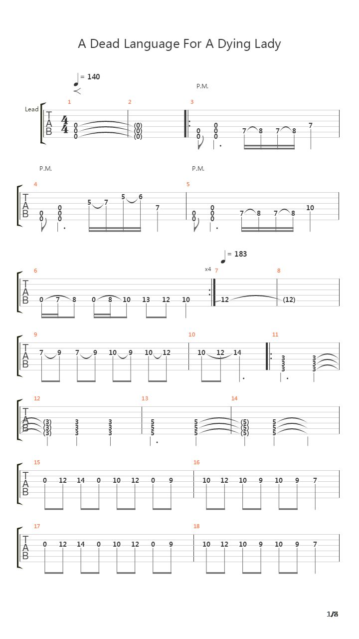 A Dead Language For A Dying Lady吉他谱