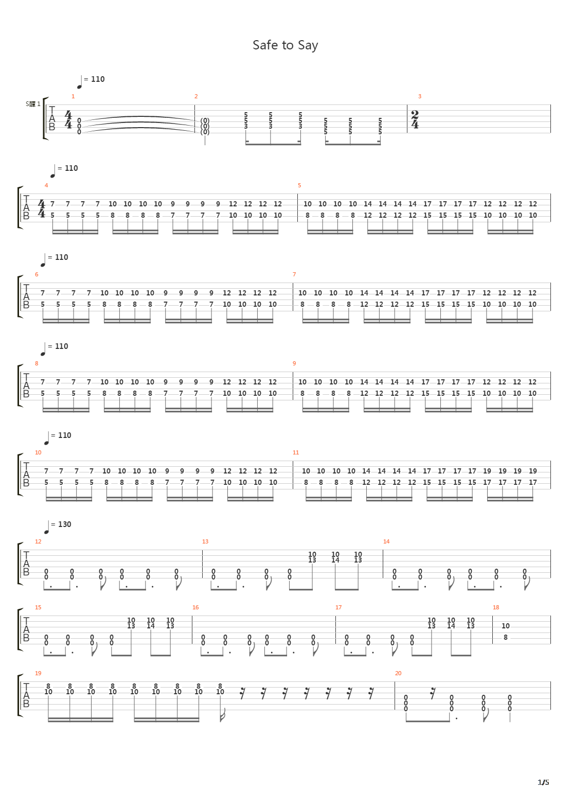 Safe To Say吉他谱