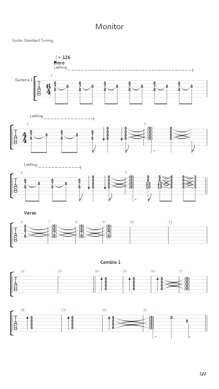 Monitor吉他谱