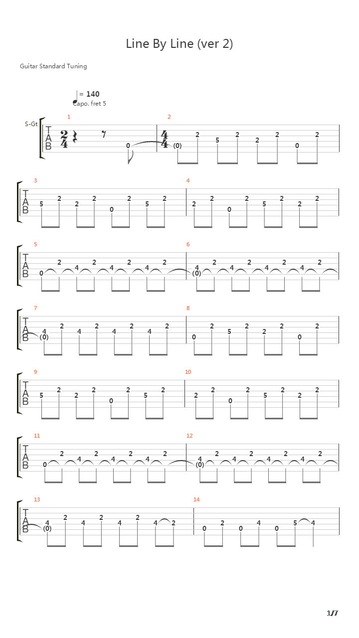 Line By Line吉他谱