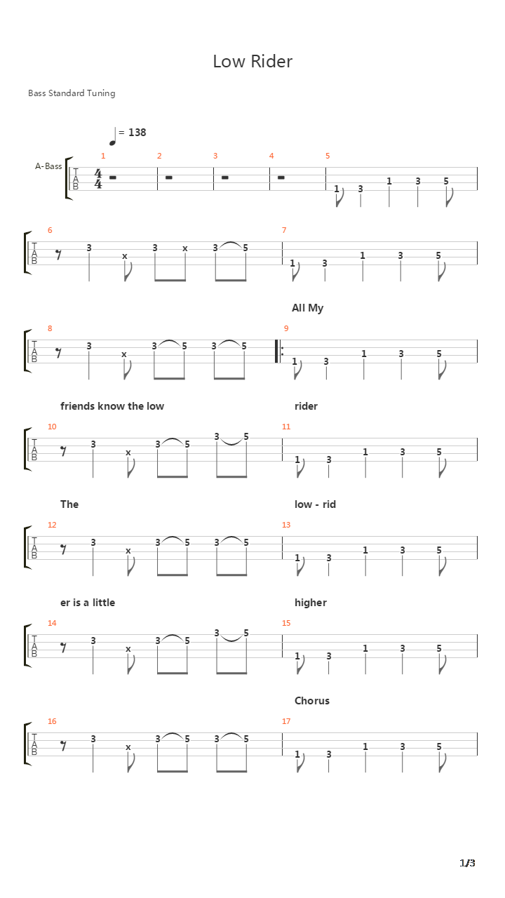 Low Rider吉他谱