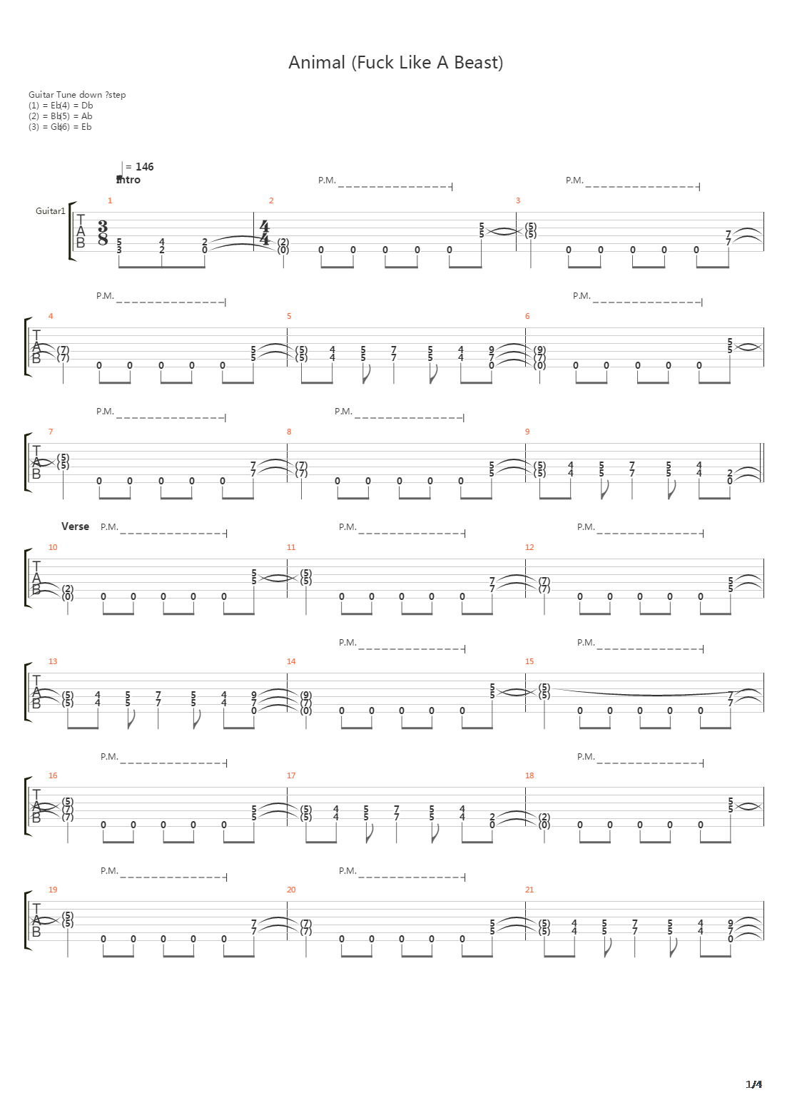 Animal Fuck Like A Beast吉他谱