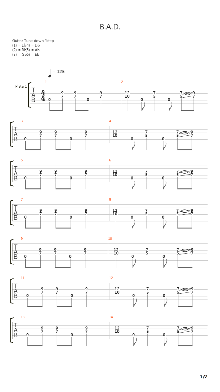 Bad吉他谱