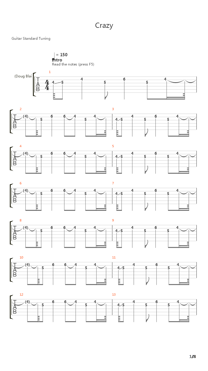 Crazy吉他谱