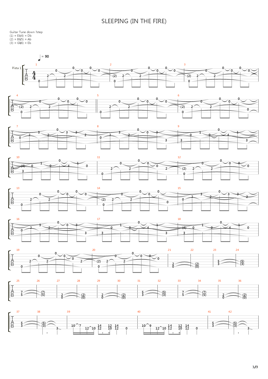 Sleeping In The Fire吉他谱