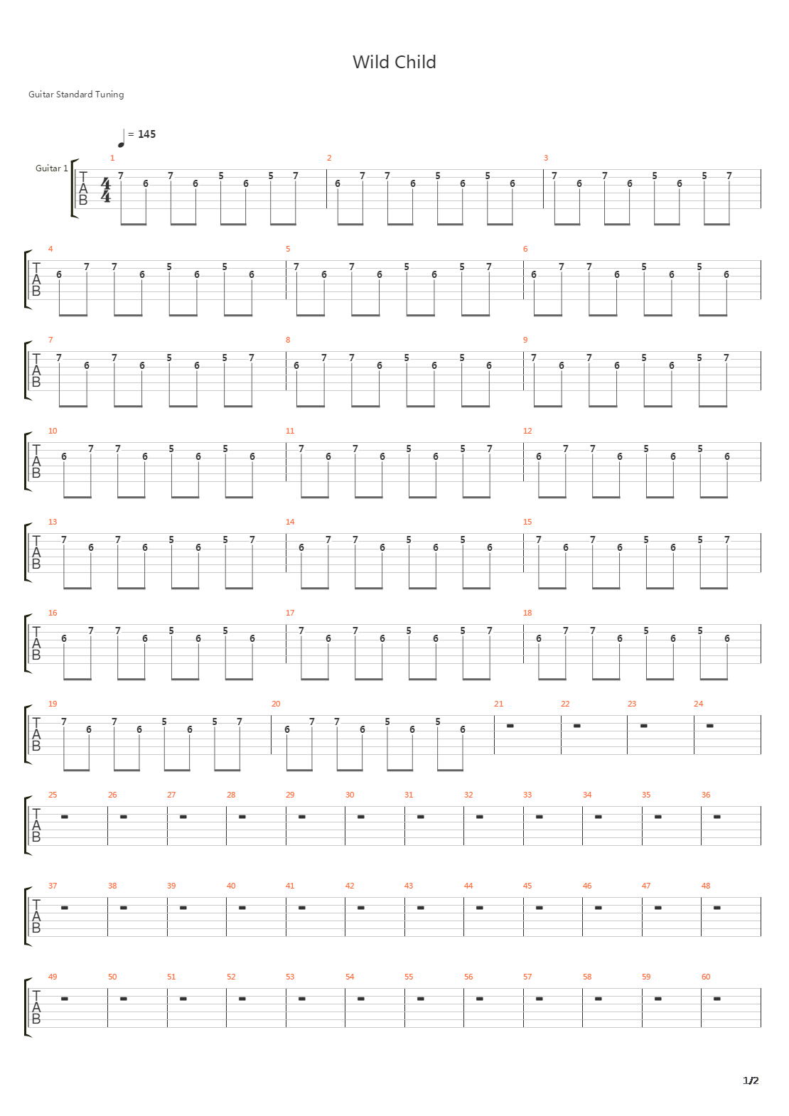 Wild Child吉他谱