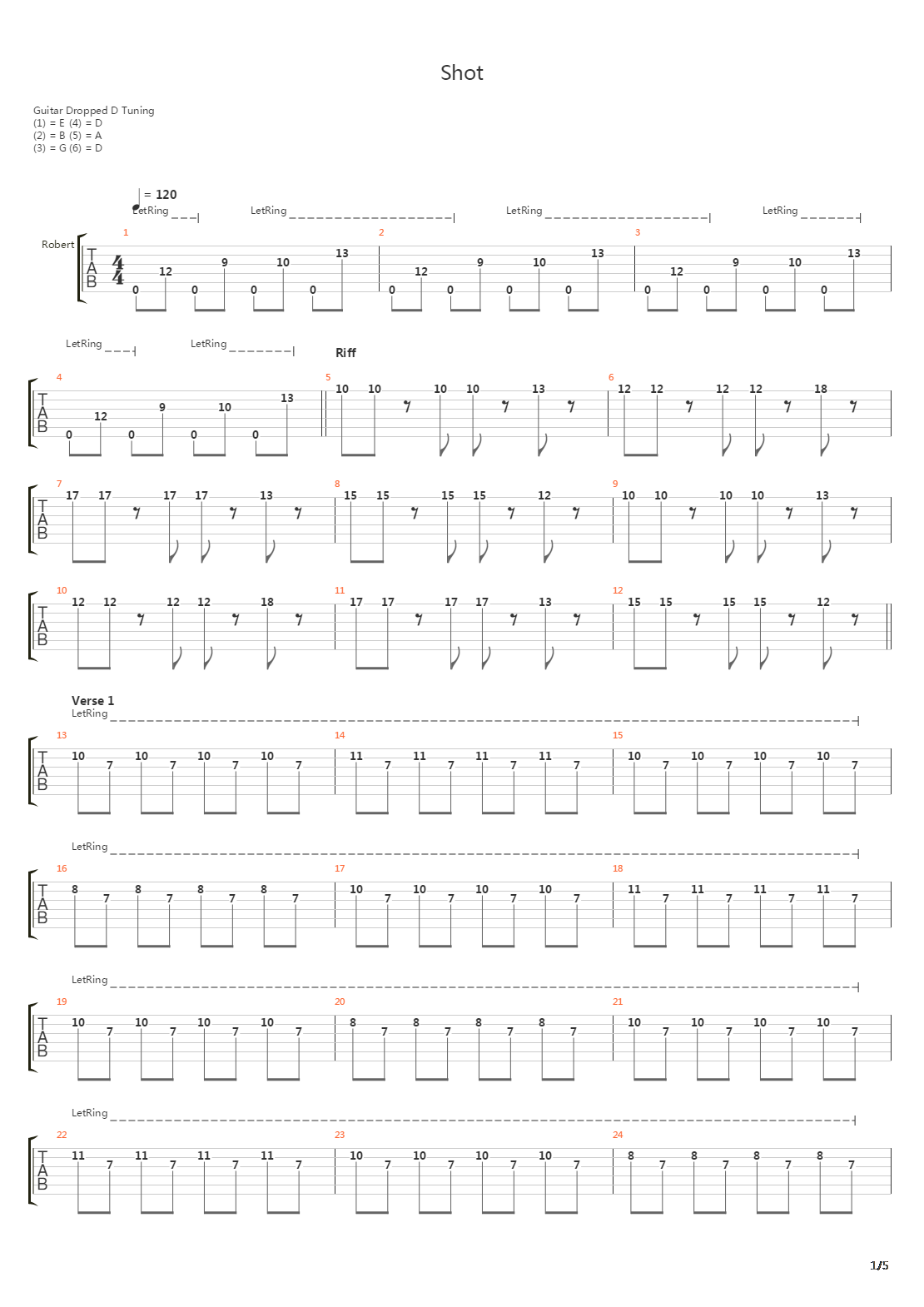 Shot吉他谱
