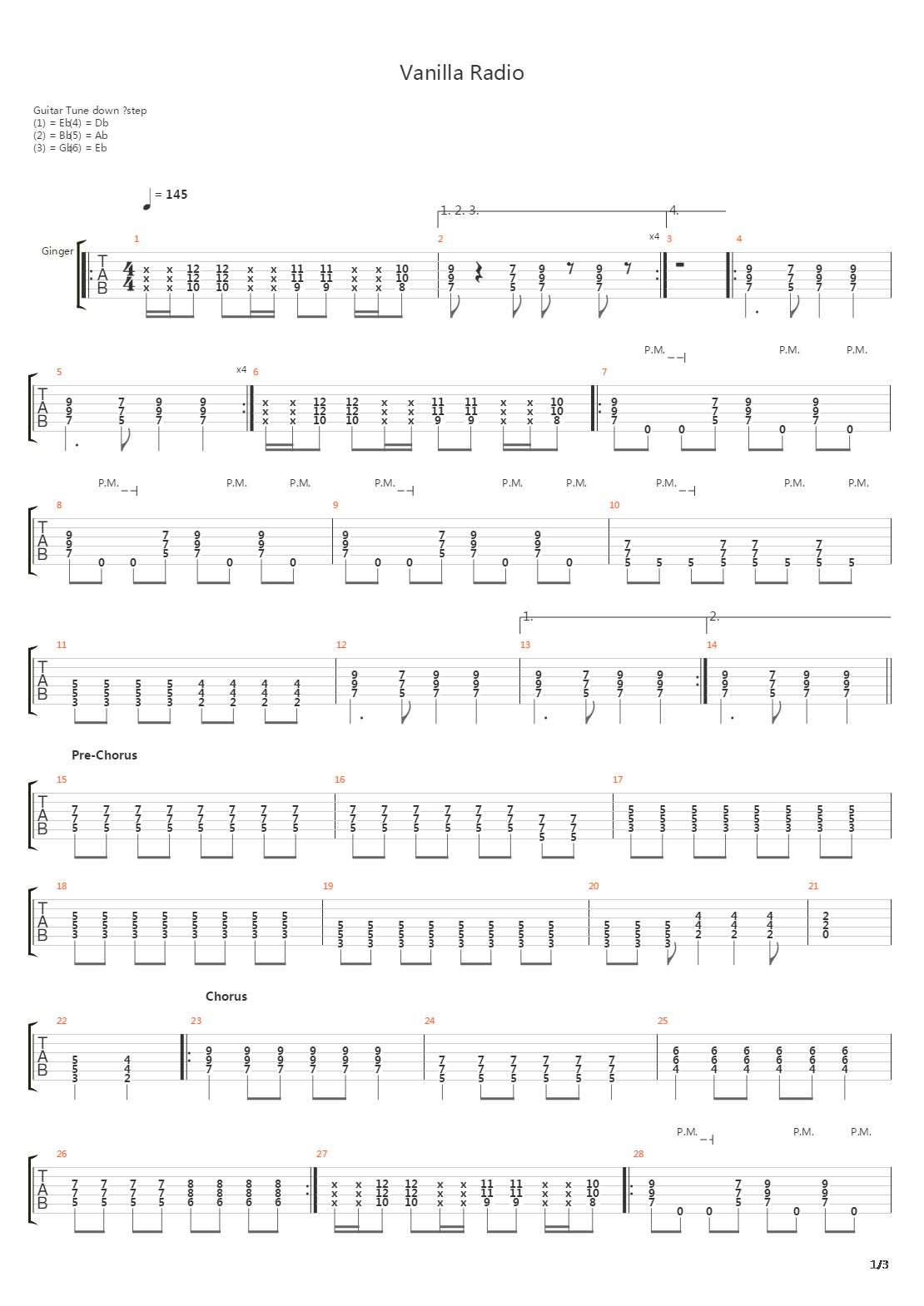 vanilla radio吉他谱